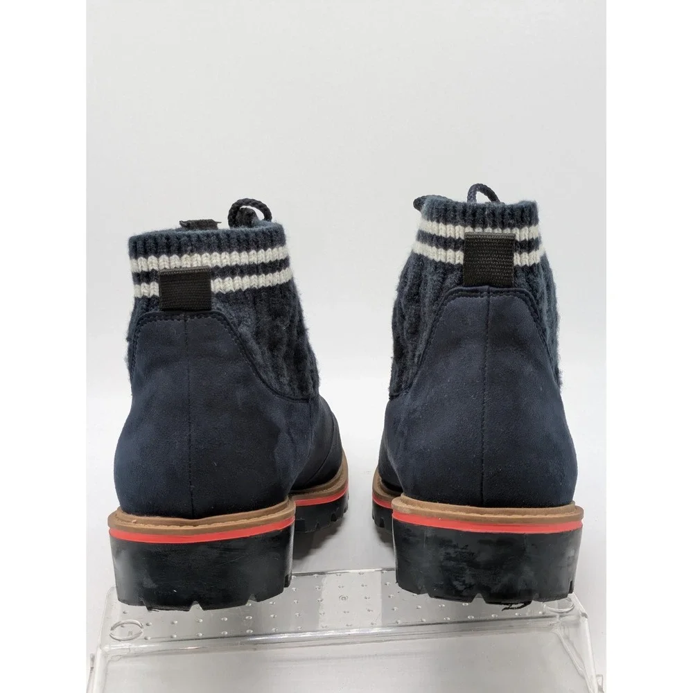 Torrid Women's 10W Navy Faux Suede Sweater Knit Hiker Ankle Boots Lug Sole